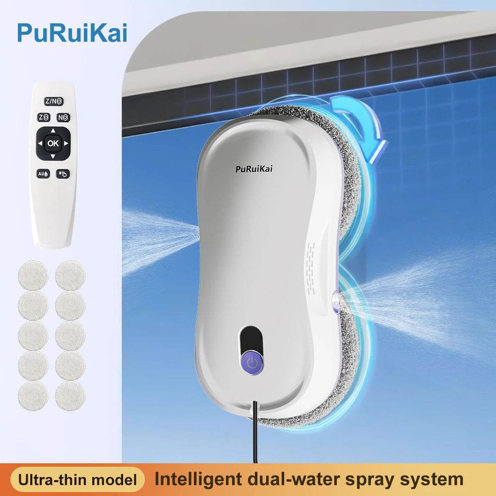 Robot lave-vitre avec pulvérisation d'eau double buse et télécommande